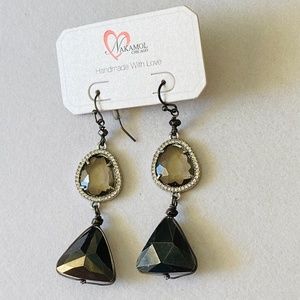 NEW NAKAMOL Faceted Stones Rhinestones Earrings on Card